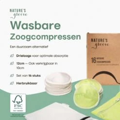 Wasbare Zoogcompressen - Cup B T/m E - Herbruikbare Borstcompressen Wasbaar - Inclusief Waszak&Opbergetui - 16 Stuks - Wit & Groen 14 Wasbare Zoogcompressen - Cup B T/m E - Herbruikbare Borstcompressen Wasbaar - Inclusief Waszak&Opbergetui - 16 Stuks - Wit & Groen -Zuigelingenvoeding 1200x1200 814