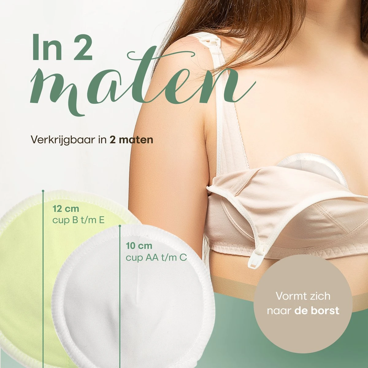 Wasbare Zoogcompressen - Cup B T/m E - Herbruikbare Borstcompressen Wasbaar - Inclusief Waszak&Opbergetui - 16 Stuks - Wit & Groen 9 Wasbare Zoogcompressen - Cup B T/m E - Herbruikbare Borstcompressen Wasbaar - Inclusief Waszak&Opbergetui - 16 Stuks - Wit & Groen - Afbeelding 7
