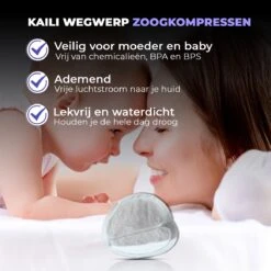 Mother's Gem Zoogcompressen 100 Stuks - Borstcompressen Wegwerp – Kraampakket Nursing Pads – Extra Dun En Onzichtbaar – Zoogkompressen Superabsorberend -Zuigelingenvoeding 1200x1200 858