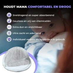 Mother's Gem Zoogcompressen 100 Stuks - Borstcompressen Wegwerp – Kraampakket Nursing Pads – Extra Dun En Onzichtbaar – Zoogkompressen Superabsorberend -Zuigelingenvoeding 1200x1200 861