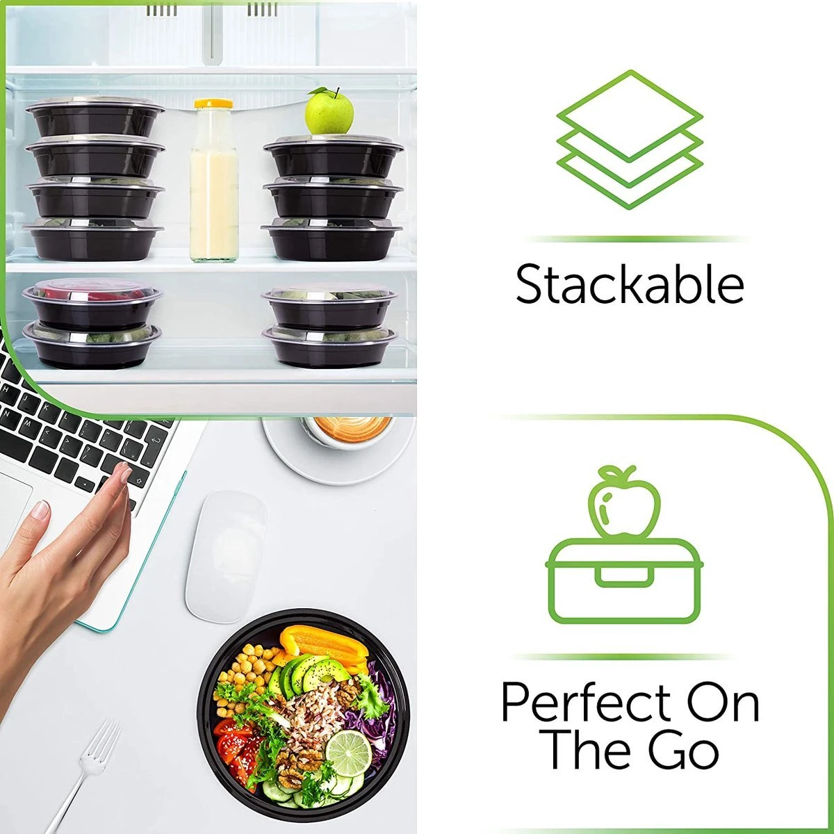 Buxibo - Ronde Maaltijd Meal Prep Containers - Bakjes Rond Met Deksel - Inhoud 900ml - Herbruikbaar Plastic Kunststof - 50 Salade Bakjes - Lunchbox - Diepvriesbakjes - Magnetron Vaatwasser Bestendig - Vershoudbakjes - Plastic Bakjes 6 Buxibo - Ronde Maaltijd Meal Prep Containers - Bakjes Rond Met Deksel - Inhoud 900ml - Herbruikbaar Plastic Kunststof - 50 Salade Bakjes - Lunchbox - Diepvriesbakjes - Magnetron Vaatwasser Bestendig - Vershoudbakjes - Plastic Bakjes - Afbeelding 5