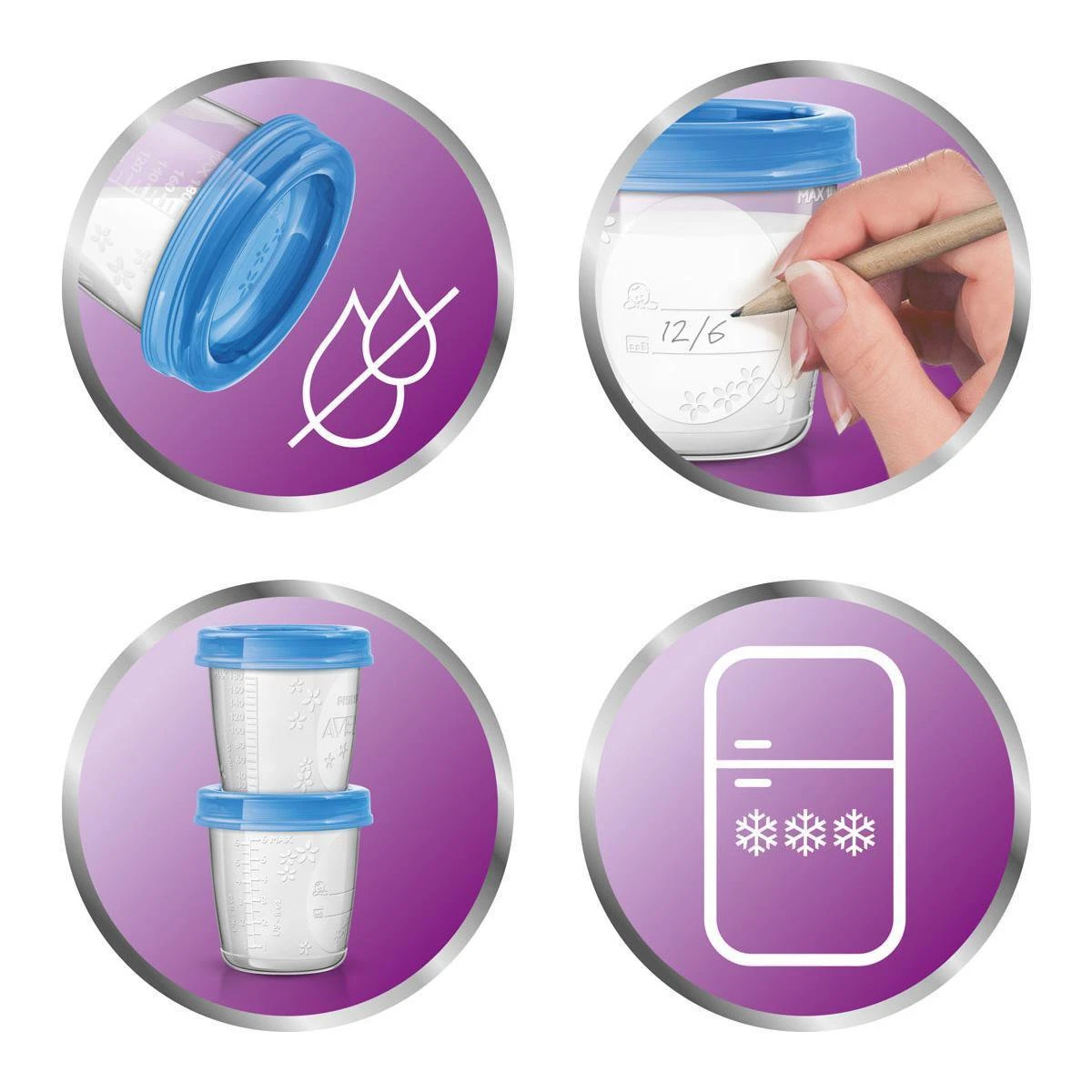 Philips Avent SCF721/20 Bewaarbekers Voor Voeding - 180 Ml En 240 Ml - 20 Stuks 6 Philips Avent SCF721/20 Bewaarbekers Voor Voeding - 180 Ml En 240 Ml - 20 Stuks - Afbeelding 4