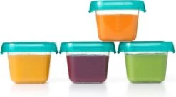 OXO Tot Babyvoeding Diepvriesbakjes - Bewaarbakjes Met Deksel -4x180 Ml- Teal -Zuigelingenvoeding 1200x666