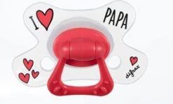 Difrax Fopspeen 6+ Maanden Natural Speen - I Love Papa - Rood/Wit - 1 Stuk