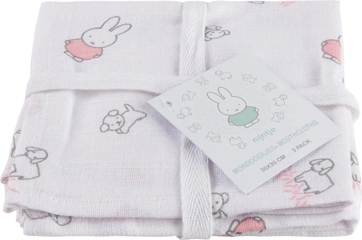 Briljant Baby- Monddoekjes Nijntje - Hydrofiele Doeken - Roze 3 Briljant Baby- Monddoekjes Nijntje - Hydrofiele Doeken - Roze