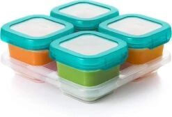 OXO Tot Babyvoeding Diepvriesbakjes - Bewaarbakjes Met Deksel -4x180 Ml- Teal -Zuigelingenvoeding 1200x815 1
