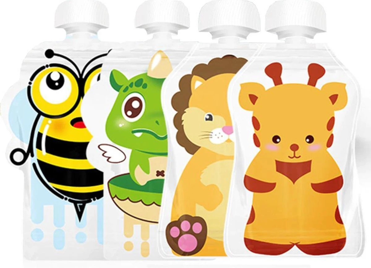 GEAR 3000® Hervulbare Knijpzakjes - Herbruikbaar - Knijpfruit - 4 Stuks Assorti 3 GEAR 3000® Hervulbare Knijpzakjes - Herbruikbaar - Knijpfruit - 4 Stuks Assorti