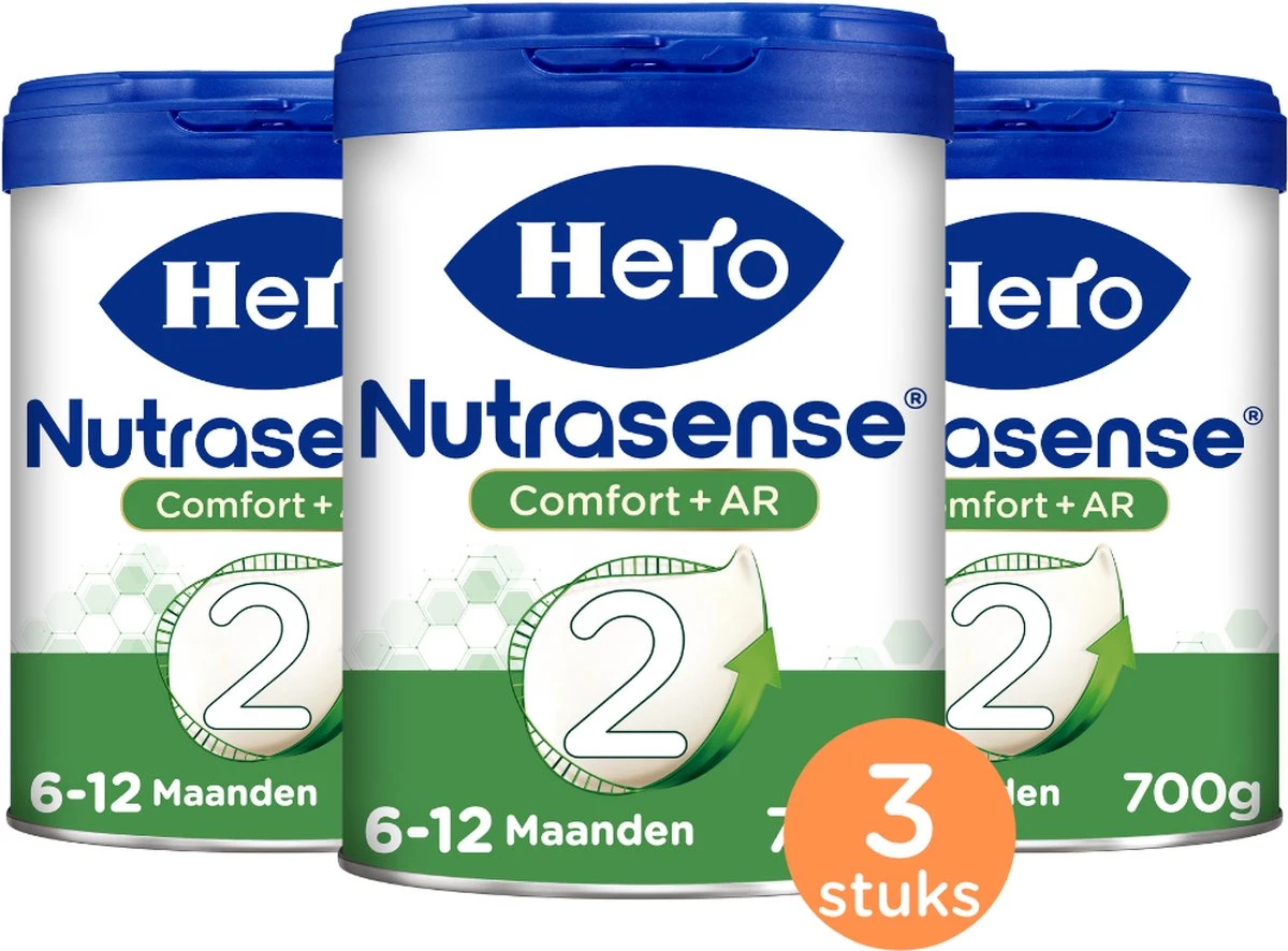 Hero Baby Nutrasense Comfort+ 2 (6+ Maanden) - Flesvoeding - 3 Stuks 6 Hero Baby Nutrasense Comfort+ 2 (6+ Maanden) - Flesvoeding - 3 Stuks - Afbeelding 4