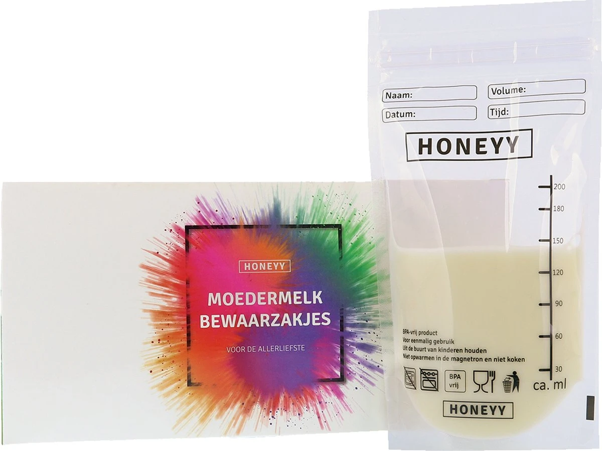 Honeyy - Moedermelk Bewaarzakjes - 150 Stuks - Schenktuit - 220 Ml - Vriezer En Koelkast - Lekvrij - Dubbelwandig - BPA-vrij 3 Honeyy - Moedermelk Bewaarzakjes - 150 Stuks - Schenktuit - 220 Ml - Vriezer En Koelkast - Lekvrij - Dubbelwandig - BPA-vrij