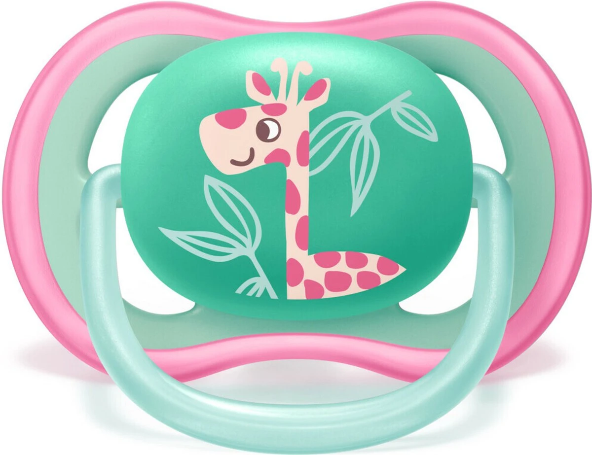 Philips Avent Ultra Air Fopspeen - 18m + - Roze/Groen Giraf/panda 4 Philips Avent Ultra Air Fopspeen - 18m + - Roze/Groen Giraf/panda - Afbeelding 2