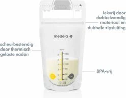 Medela Moedermelk Bewaarzakjes Moedermelkbewaarzakjes Medela Zakjes - Gemakkelijke Etiketteren - 180 Ml - 50 Stuks -Zuigelingenvoeding 1200x932