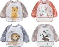 4-Pack - Slab Met Mouwen En Opvangbak - Leeuw, Eland En Hert - 1-4 Jaar