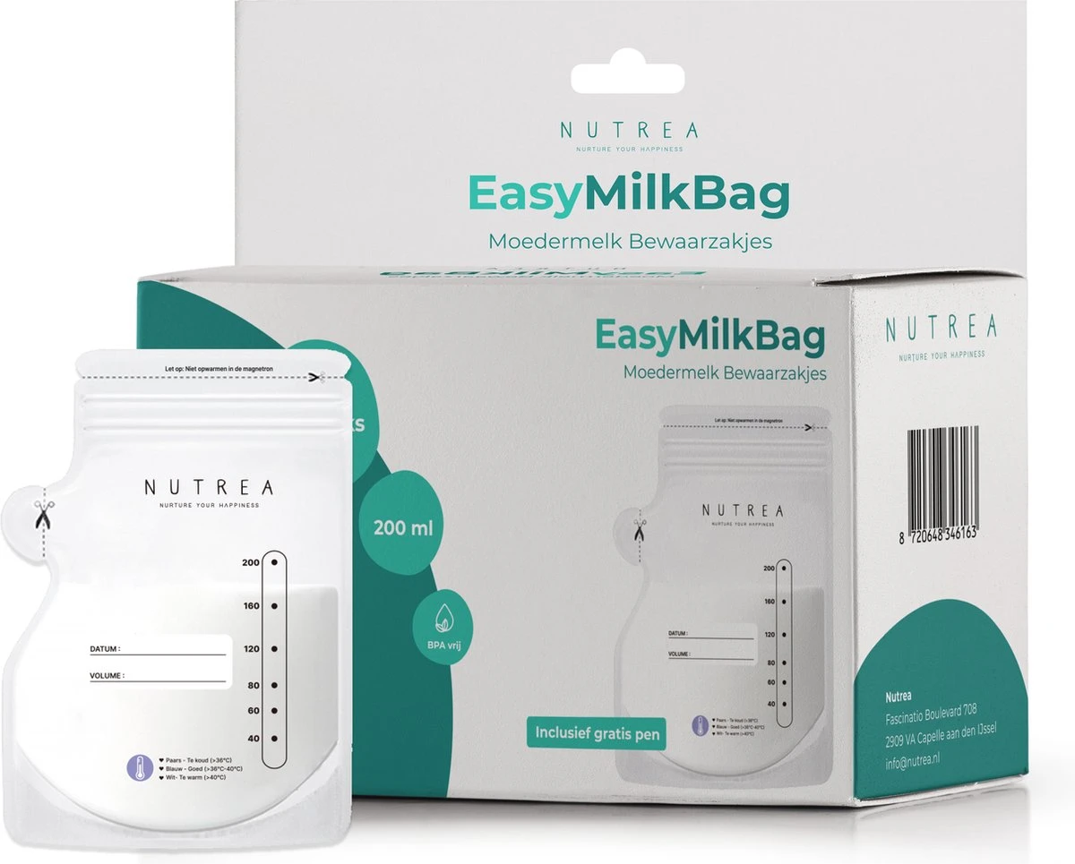 Nutrea – 100 Stuks – Moedermelk Bewaarzakjes Met Schenktuit – 200 Ml – Inclusief Pen – Borstvoeding Bewaarzakje 3 Nutrea – 100 Stuks – Moedermelk Bewaarzakjes Met Schenktuit – 200 Ml – Inclusief Pen – Borstvoeding Bewaarzakje