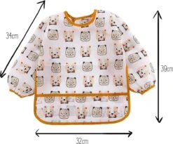 Merkloos Kliederschort Met Beertjes - Slabber Lange Mouwen - Schort / Slabbetje -Zuigelingenvoeding 1200x994 2