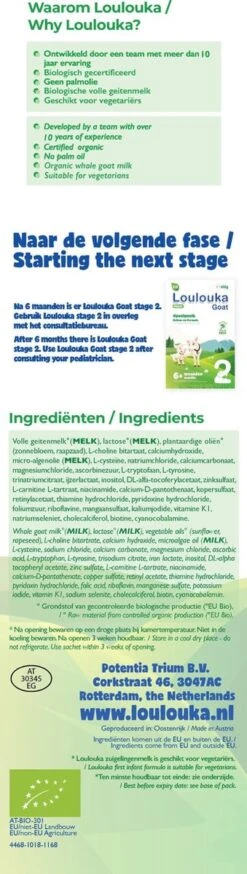 Loulouka 1 Geit – Biologische Zuigelingenmelk Op Basis Van Volle Geitenmelk – 400g 12 Loulouka 1 Geit – Biologische Zuigelingenmelk Op Basis Van Volle Geitenmelk – 400g -Zuigelingenvoeding 339x1200
