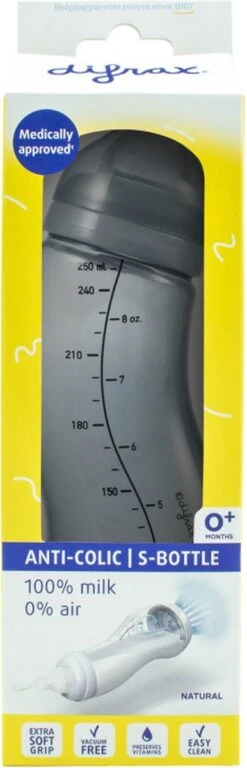 Difrax - S-Fles Natural - Babyfles Stone - 0+ Maanden - 250ml -Zuigelingenvoeding 386x1200