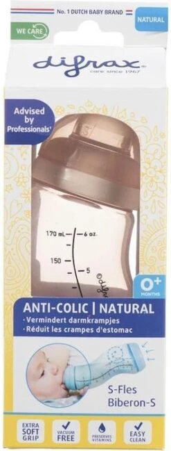 Difrax Anti-Colic S-Babyfles Natural - 170 Ml - Blossom/Roze -Zuigelingenvoeding 457x1200