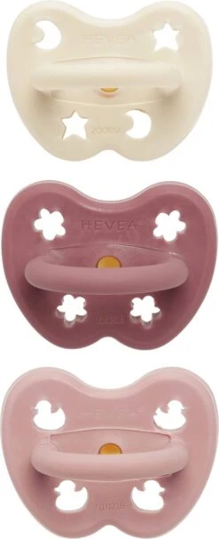 HEVEA Dental Speen Trio 3 Stuks | Orthodontisch 3-36 Mnd | Baby Blush - Rooswood - Milky White