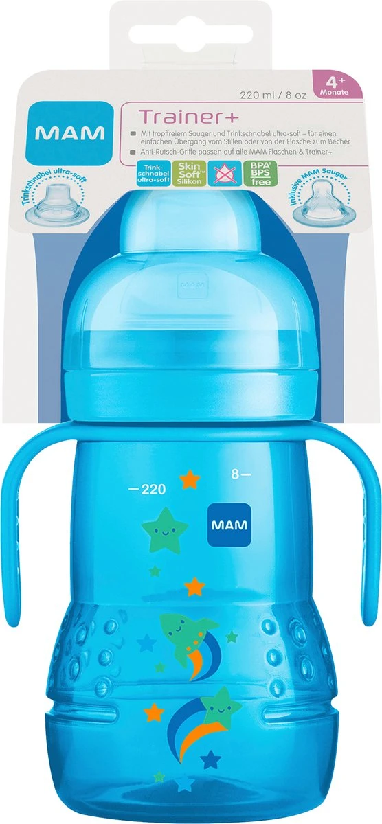 MAM Trainer+ | MAM Drinkbeker | MAM Drinkfles | Blauw | 220ML 4 MAM Trainer+ | MAM Drinkbeker | MAM Drinkfles | Blauw | 220ML - Afbeelding 2