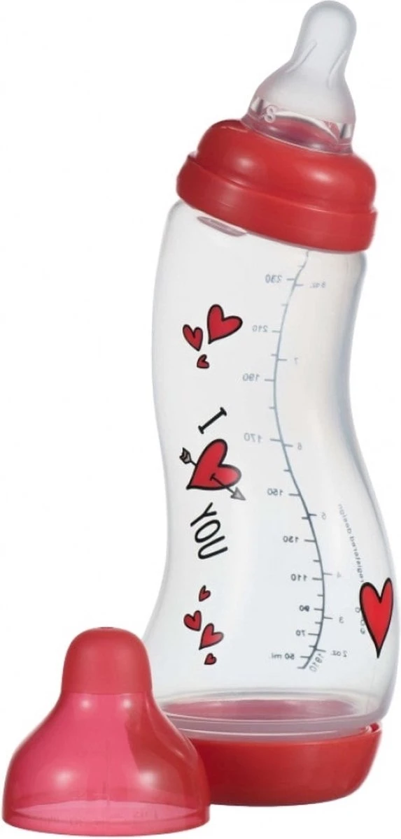 Difrax Anti-Colic S-Babyfles Natural - 250 Ml - I Love You/Rood 3 Difrax Anti-Colic S-Babyfles Natural - 250 Ml - I Love You/Rood
