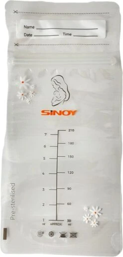 SINOY - Moedermelk Bewaarzakjes - Borstvoeding Zakjes - BPA Vrij - 210 Ml - 20 Stuks -Zuigelingenvoeding 576x1200