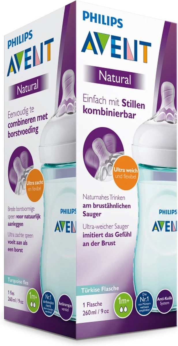 Philips Avent SCF033/15 Natural Babyfles - 1m+ - Voor Langzame Toevoer 14 Philips Avent SCF033/15 Natural Babyfles - 1m+ - Voor Langzame Toevoer - Afbeelding 12