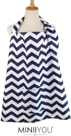 Merkloos MINIIYOU Voedingsdoek - Borstvoedingsdoek - Inclusief Opbergzakje - Donkerblauw Strepen