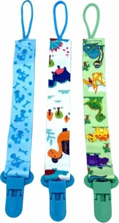 Set 3 Stuks Speenkoord - Funky Dinosaurus - Dino Thema - Cozy Cake®