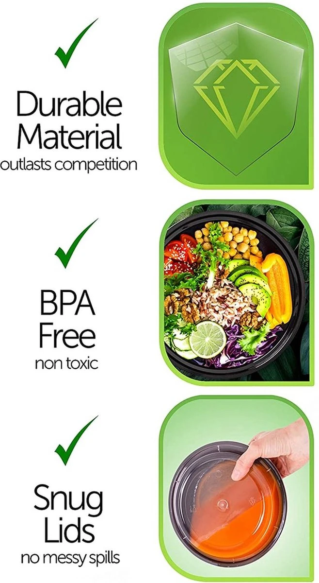 Buxibo - Ronde Maaltijd Meal Prep Containers - Bakjes Rond Met Deksel - Inhoud 900ml - Herbruikbaar Plastic Kunststof - 50 Salade Bakjes - Lunchbox - Diepvriesbakjes - Magnetron Vaatwasser Bestendig - Vershoudbakjes - Plastic Bakjes 7 Buxibo - Ronde Maaltijd Meal Prep Containers - Bakjes Rond Met Deksel - Inhoud 900ml - Herbruikbaar Plastic Kunststof - 50 Salade Bakjes - Lunchbox - Diepvriesbakjes - Magnetron Vaatwasser Bestendig - Vershoudbakjes - Plastic Bakjes - Afbeelding 6