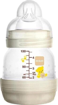 Mam Easy Anti Colic Zuigfles 130ml | Wit | Vanaf 0 Maanden | Ideale Drinkfles In Combinatie Met Borstvoeding
