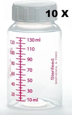 Moedermelk Bewaarflesjes 10 X 130 Ml (herbruikbare Kwaliteit Plastic) Sterifeed