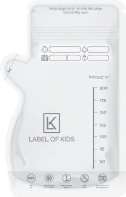 Label Of Kids - Moedermelk Bewaarzakjes - Borstvoeding Bewaarzakje - Met Schenktuit - 200 Ml - BPA Vrij - 120 Stuks - Zoogcompressen -Zuigelingenvoeding 767x1200 7