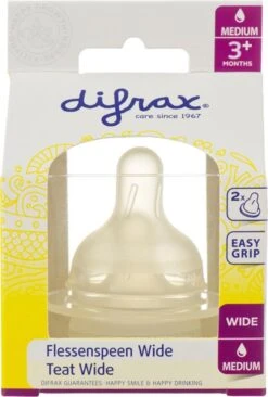 Difrax Flessenspeen Wide Voor Brede Babyflessen - Maat Medium - 2 Stuks -Zuigelingenvoeding 810x1200