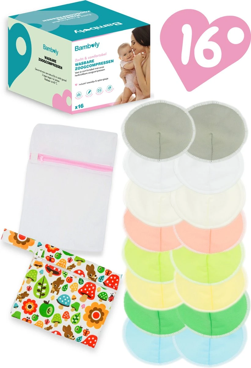 Zoogcompressen Wasbaar Met Etui En Waszakje - Wasbare Borstcompressen - 16 Stuks - ø12cm 3 Zoogcompressen Wasbaar Met Etui En Waszakje - Wasbare Borstcompressen - 16 Stuks - ø12cm
