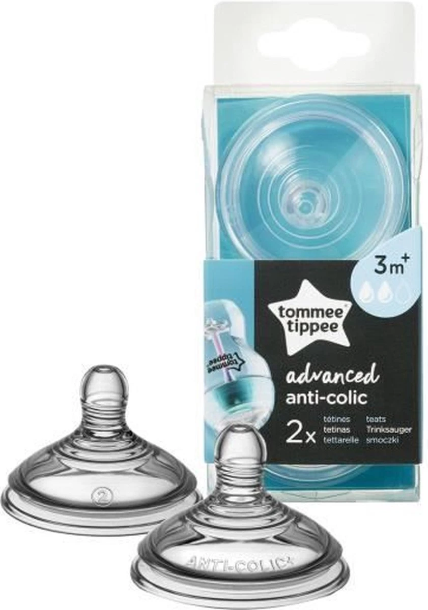 Tommee Tippee Advanced Anti-Colic Zuigfles Spenen, Borst-achtig, Zacht Silicone, Normale Uitstroomsnelheid, 3m+, Verpakking Van 2 12 Tommee Tippee Advanced Anti-Colic Zuigfles Spenen, Borst-achtig, Zacht Silicone, Normale Uitstroomsnelheid, 3m+, Verpakking Van 2 - Afbeelding 10