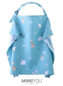 Merkloos MINIIYOU Voedingsdoek - Afschermdoek Tijdens Voeden - Dieren - Blauw - 68 X 93 Cm -Zuigelingenvoeding 880x1200