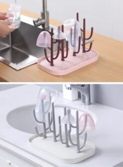 Merkloos Baby Flessen Droogrek - Afdruiprek Met Lekbak - Afwasrek - Baby Flesjes Droogrek - Flessenrek - Kraamcadeau - Baby Cadeau - Blauw -Zuigelingenvoeding 885x1200