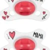 Difrax Fopspeen 0-6 Maanden Natural Speen - I Love Mama - Rood/Wit - 2 Stuks -Zuigelingenvoeding 900x1200