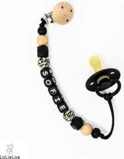 Speenkoord Met Naam Lalieloe - Speenhouder - Kraamcadeau - Speenketting - Leopard