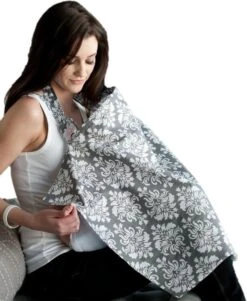 Udder Covers Borstvoedingsdoek - Voedingsdoek - Grace - Grijs Wit Print -Zuigelingenvoeding 984x1200